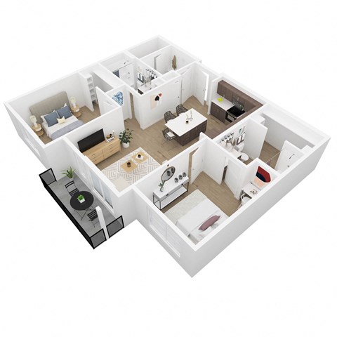 7th West at Midtown Apartments 2x2 Floor Plan